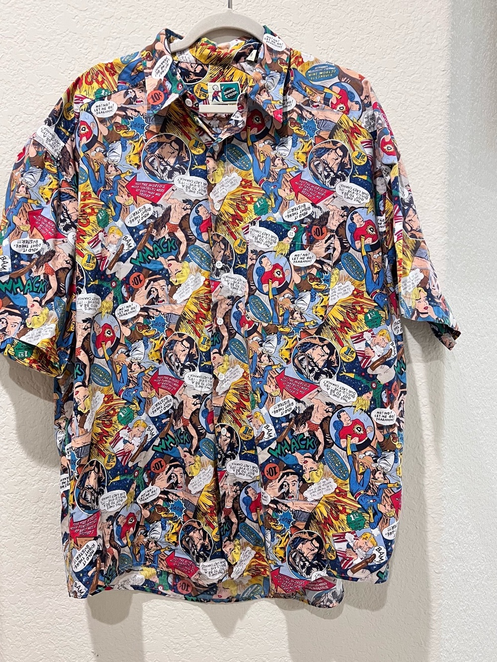 Vintage Johnny Cotton Comic Book Print Button-Down Shirt | Men’s XL 100% Cotton